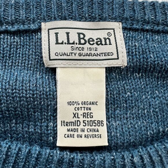 L.L.Bean Organic Cotton Crew Neck Sweater Blue Men’s Size Large 510586 - Picture 8 of 9